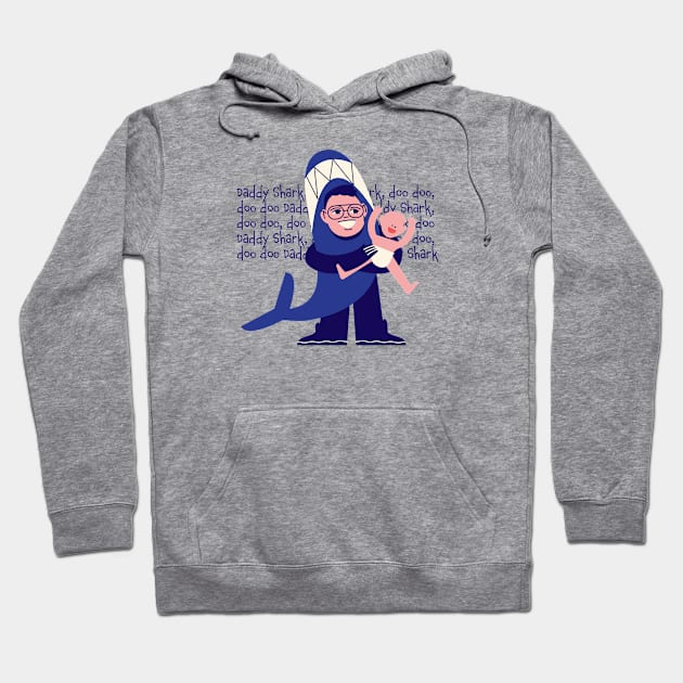 Daddy shark Hoodie by Nora Gazzar